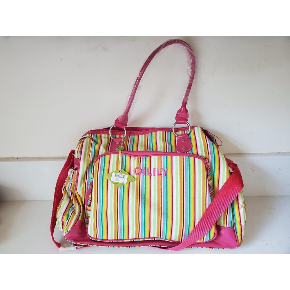 Oilily Diaper Baby Bag Multi Color Striped  with Changing Pad New